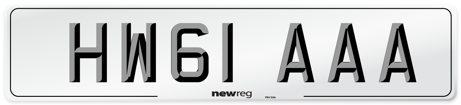 HW61 AAA Number Plate from New Reg